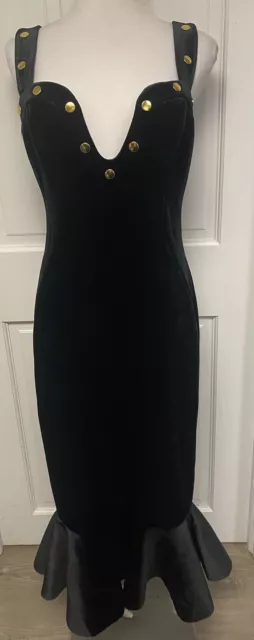 Asos Womens Black velvet Midi Dress size 8 euc