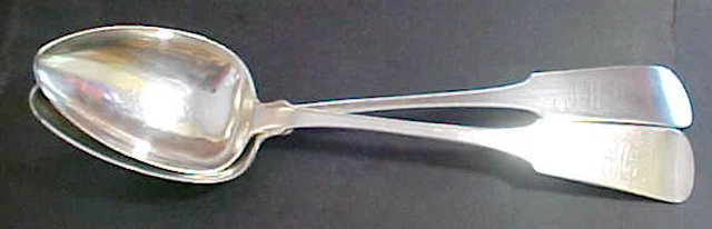 Set Of 2 Coin  Silver Serving Spoons....9 & 1/4"....Min. Bid .01 & No Reserve!
