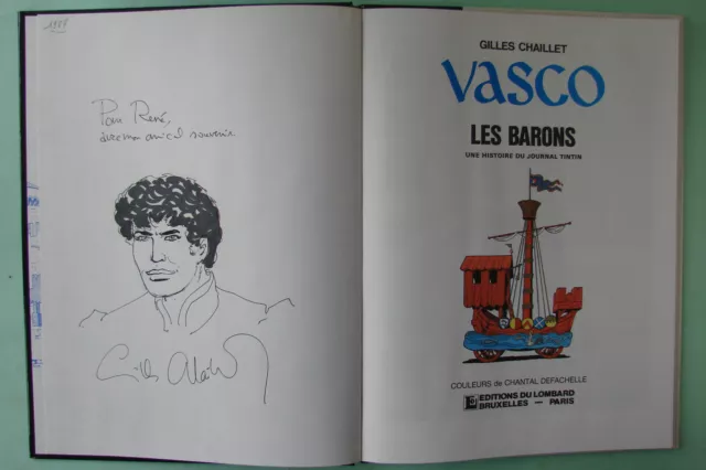 Bd Vasco Les Barons Avec Dessin Dedicace De Gilles Chaillet Eo 1987
