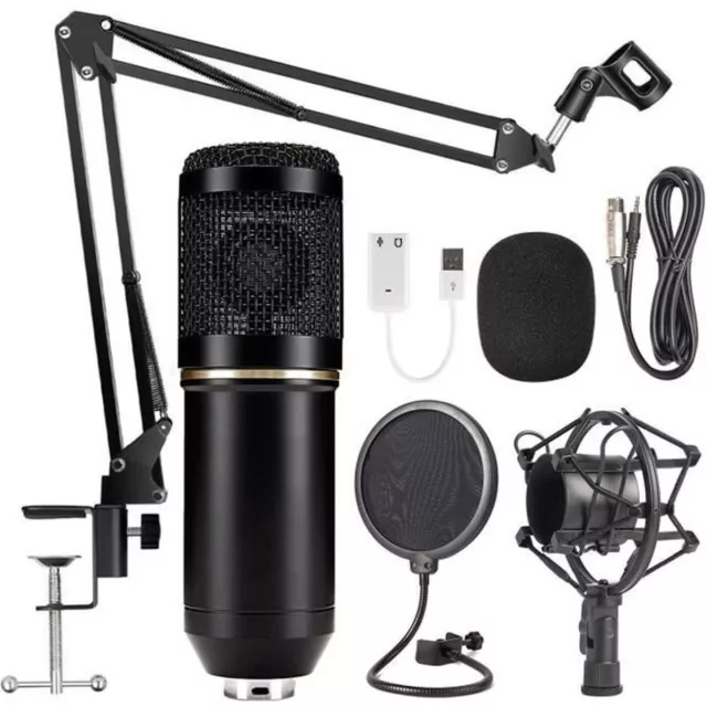 Microphone à Condensateur Kit Studio BM-800 Enregistrement USB  Bras réglable PC