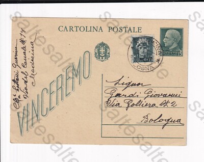 CARTOLINA POSTALE ITALIANA STORIA POSTALE AUSONIA FIRENZA POLVERE VERDERAME 