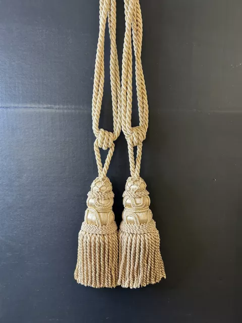 French Gold rope tassel curtain tiebacks  vintage a pair decoration