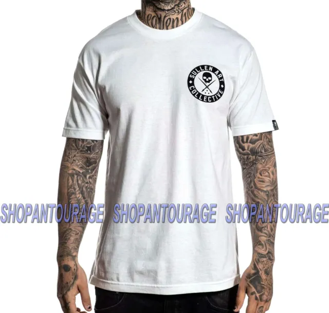 Sullen Classico Bianco SCM3008 Manica Corta Grafico Tattoo Skull T-Shirt da Uomo 2