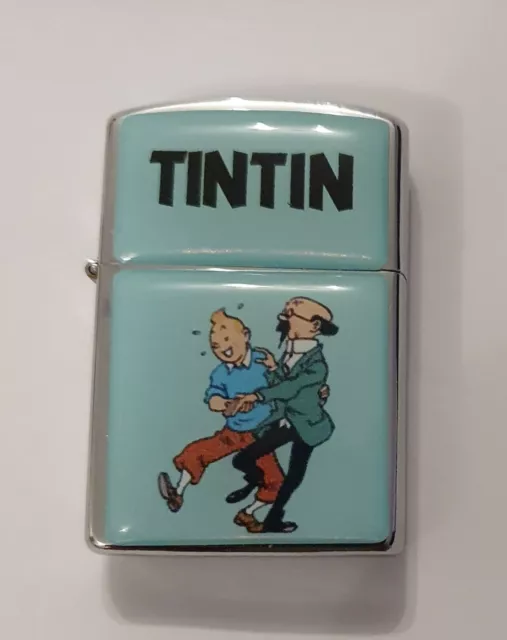 Briquet à essence Tintin et le professeur Tournesol, en métal.Edition limitée.