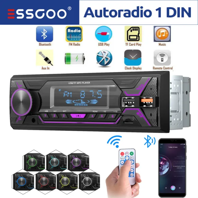AUTORADIO 1DIN CON vivavoce Bluetooth telecomando USB SD AUX MP3
