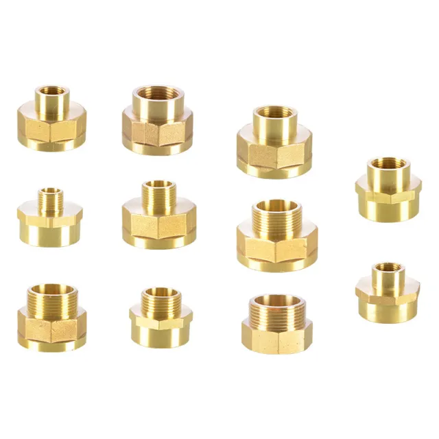 Copper Male Female Thread Hex Pipe Nipple BSP Connector Coupler Reducer Adapter