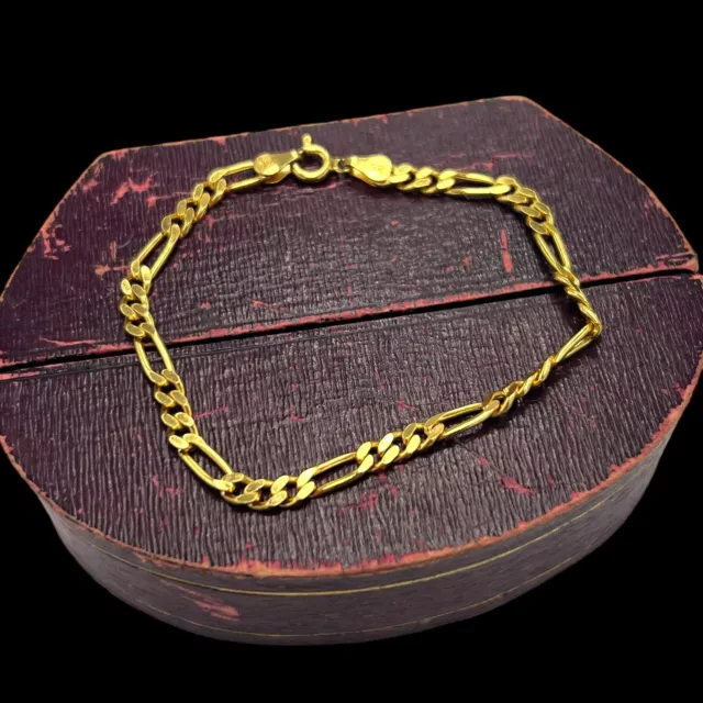 Antico Vintage Medio Secolo Argento Sterling Oro Barbazzale Link Tennis Bracelet