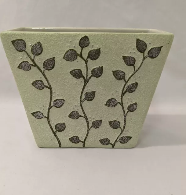 Vtg med small Partylite Green Leaf Vine Art Candle Holder Vase Succulent Planter