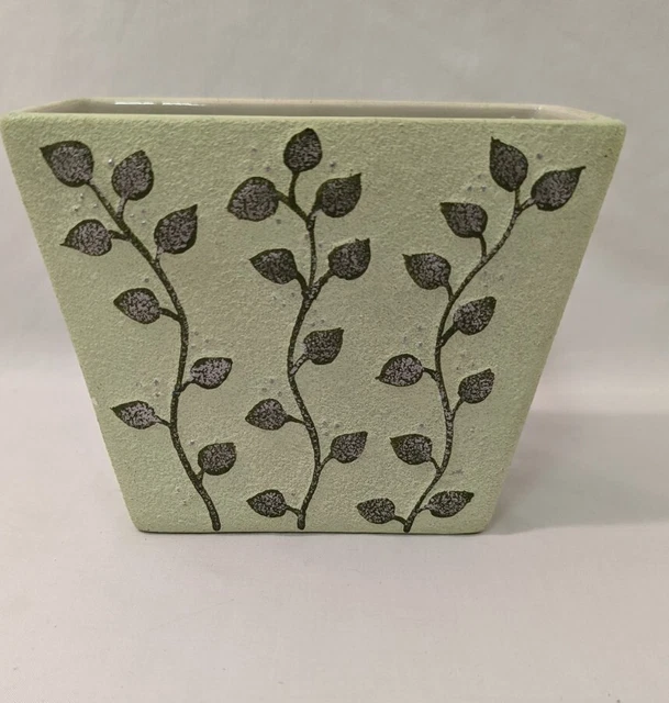 Vtg med small Partylite Green Leaf Vine Art Candle Holder Vase Succulent Planter