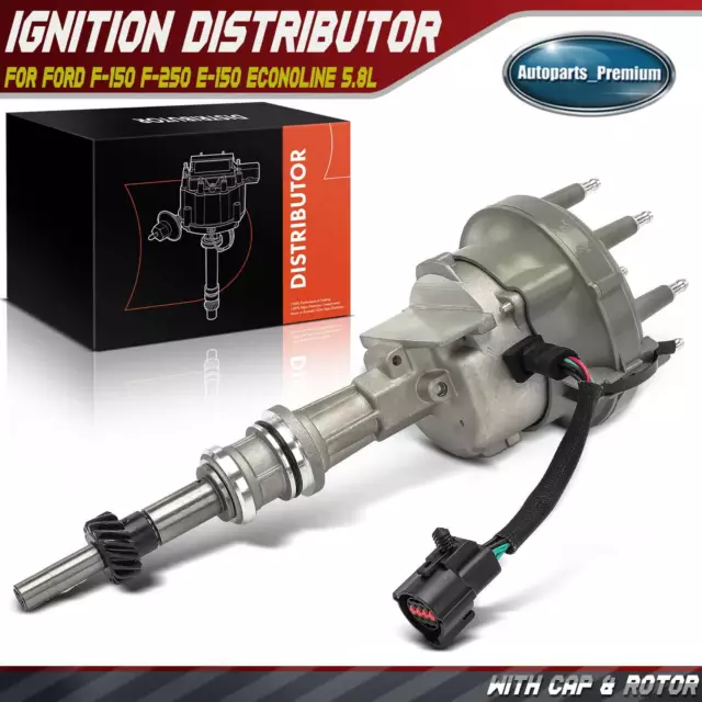 Ignition Distributor w/ Cap & Rotor for Ford F-150 F-250 E-150 Econoline V8 5.8L