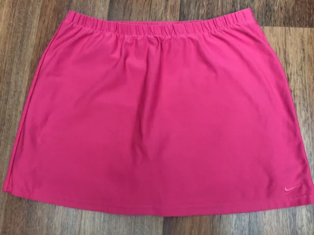 Womens NIKE Tennis/Golf Pink DRI-FIT SKORT SKIRT Built In Shorts Size L 12/14