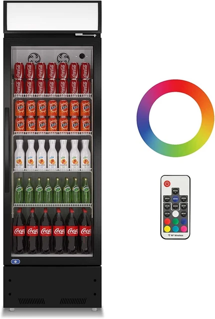 Commercial Merchandiser Cooler 1 Glass Door Display Refrigerator W/Colored light