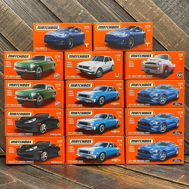 MATCHBOX DIECAST CAR LOT Tesla Model X Chevy Nova Ford Mustang Porsche
