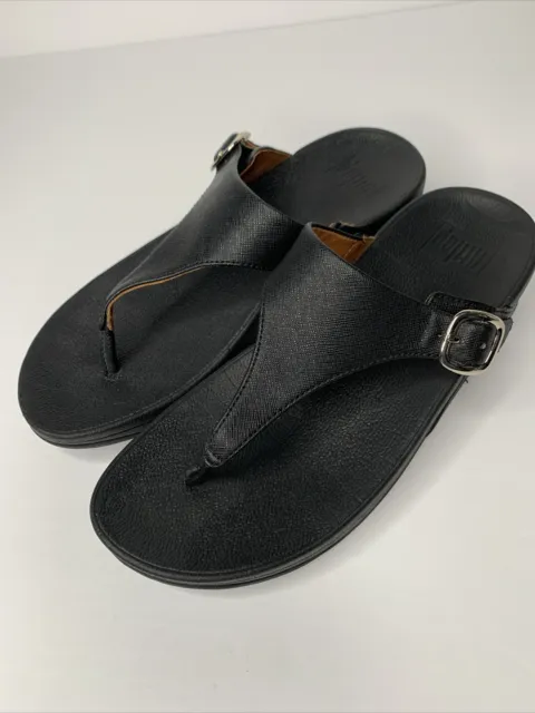 Fitflop The Skinny Women’s Size 7 Black Wedge Thong Sandals Flip Flops
