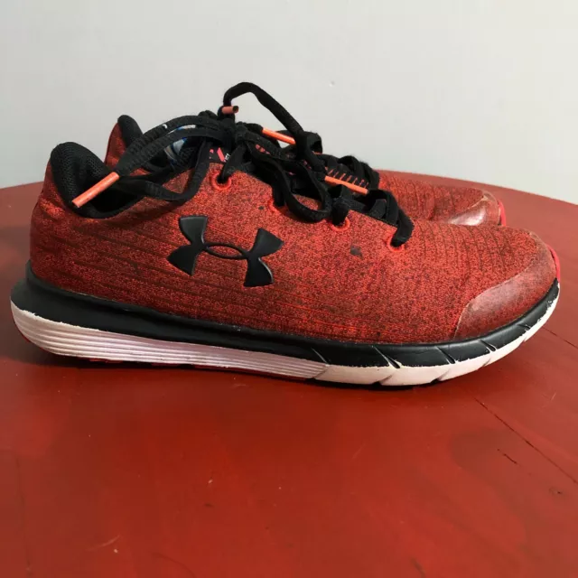 Under Armour Youth Kids Size 3 Running Shoes Red Black Athletic Trainer Sneakers