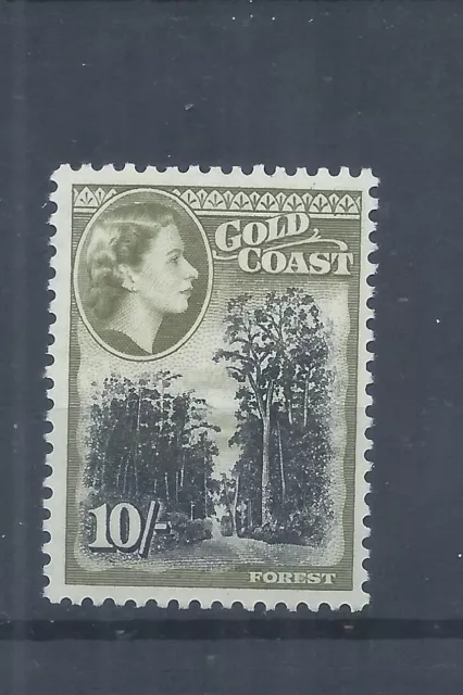 Gold Coast stamps. 1952 (1954) QEII 10s MH SG 164  Forest CV £30  (AJ463)