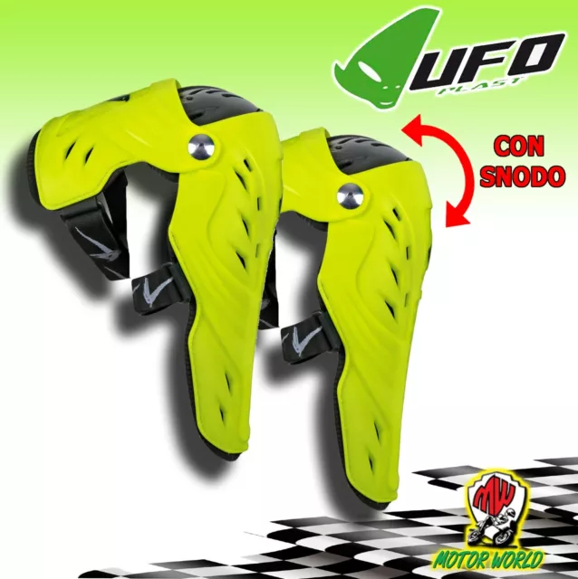 Genouillères UFO Jaune Fluo Moto Cross Enduro Off Road Pour Adulte