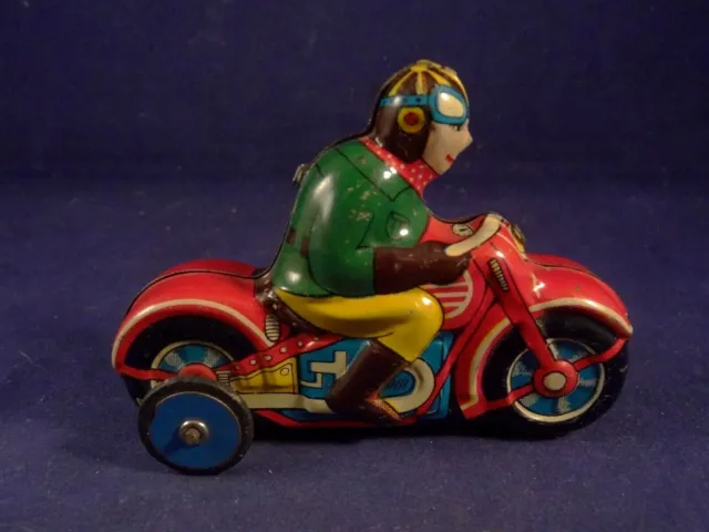 Ancien jouet tôle moto mécanique friction japan Linemar toys années 60 3