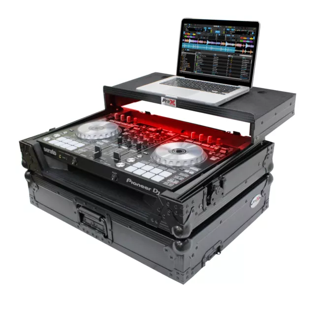ProX ATA Road Case Blk w/Shelf & LED Kit for Pioneer DDJ-SR2 Digital Controller