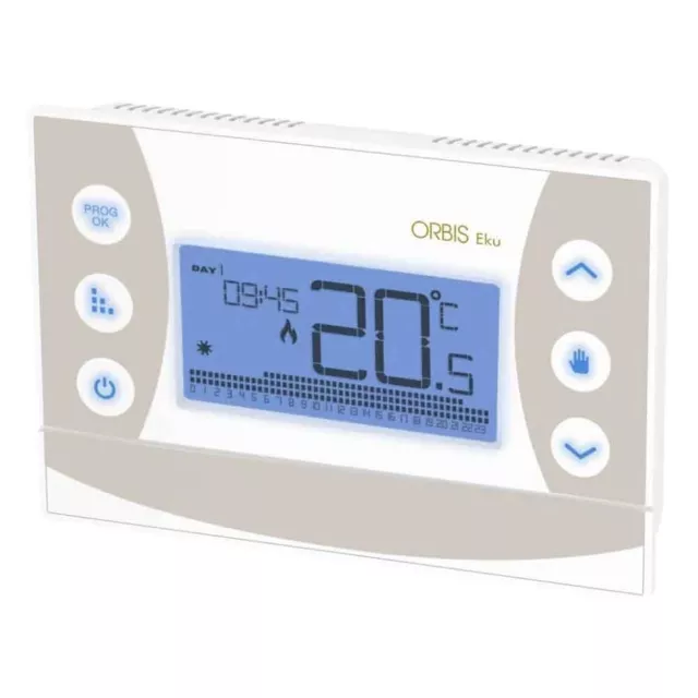 Thermostat Programmable ORBIS Eku Blanc OB326400 Touch Hebdomadaire Batterie