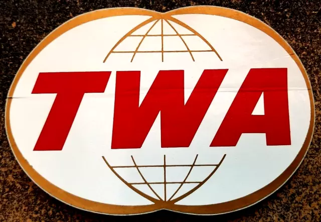 TWA TRANS WORLD AIRLINES LOGO STICKER DECAL- VINTAGE 1960's era