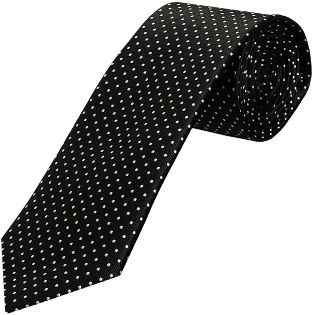 Handmade Black and White Polka Dot Classic Men's Tie Regular Tie Normal Tie