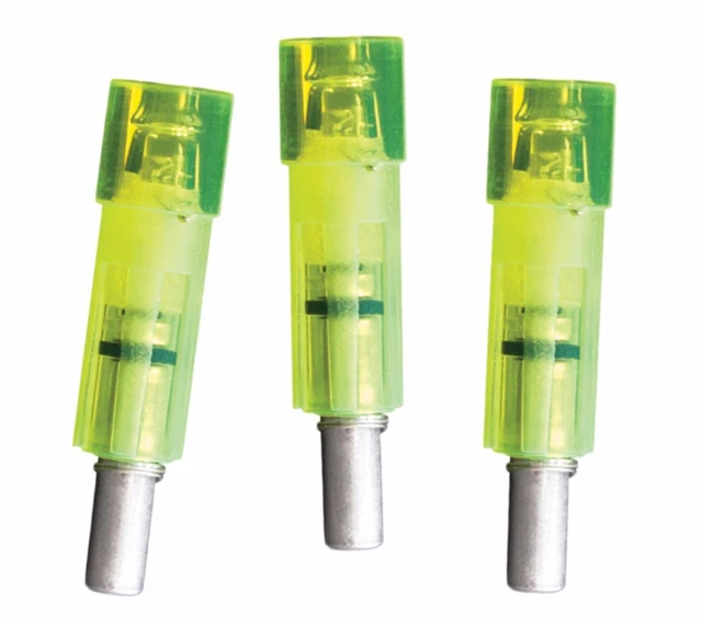Lumenok Lighted Crossbow Arrow Flat End Nock ..314" ID Green 3-Pack #2216F3G