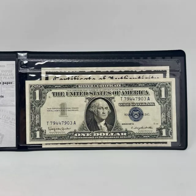 1957 US Silver Certificate Blue Seal One Dollar Bill $1 w/ Heritage Mint Holder