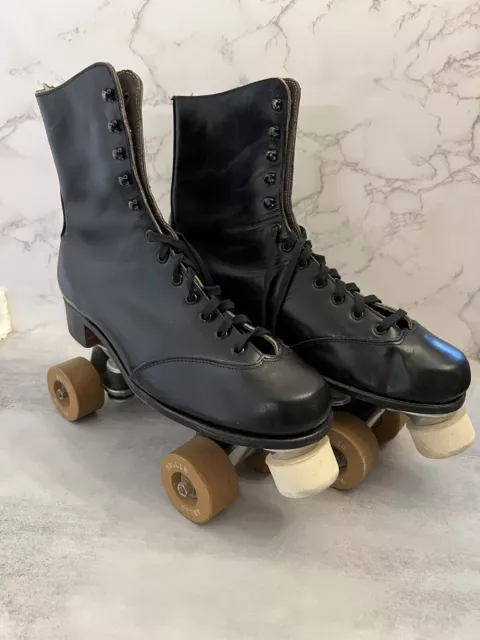 Vintage Black Leather Roller Derby Skates Mens 9