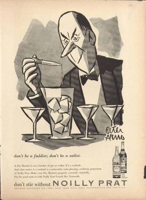 Don't be faddist, sadist Noilly Prat ad 1956 Peter Arno