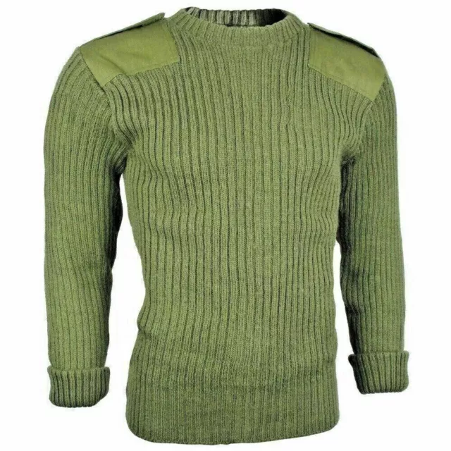 BRITISH ARMY Commando Jumper Sweater Surplus Pullover Military Cadet Wool Green