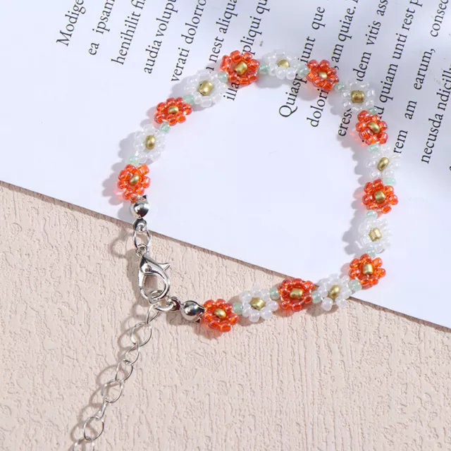 Fashion Women'S Crystal Flower Bead Bracelet Elastic Adjustable Charm Bracelet