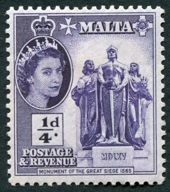 MALTA 1956-8 1/4d violet SG266 mint MH FG Great Siege Monument c ##W17