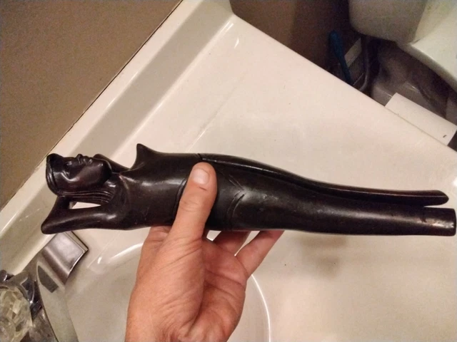 Vintage Hand Carved Wooden Naked Nude Woman Lady Nutcracker Folk Art Carving