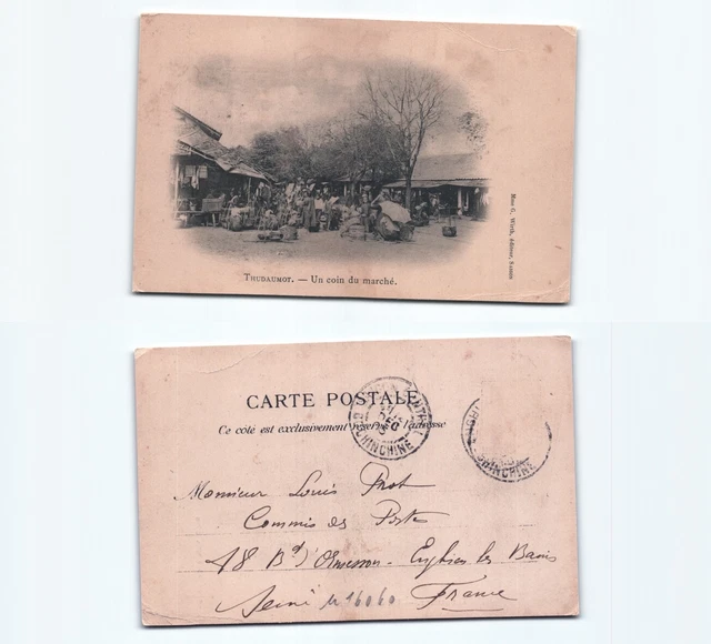 (n16060)   Thudaumot Markt 1905   Ansichtskarte Indochina (französisch)
