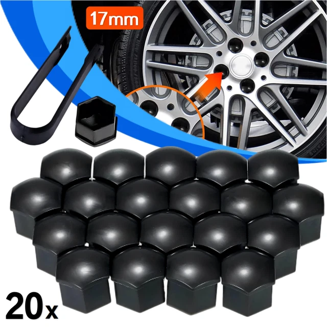 thumbnail image 2 of 20x 17mm Gloss Black Alloy Wheel Nut Bolt Covers – Universal Fit For Any Car – BritEngine-Solutions 2 of 3