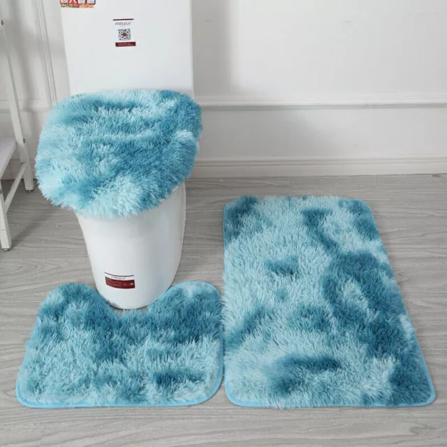 Bathroom 3-Piece Bath Mat Contour Rug Set with Toilet Lid Covers~Home Decoration