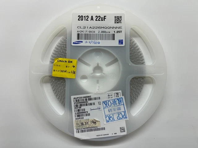 (1,637 Piece Reel) Cl21A226Mqqnnne, Samsung, Cap Cer 22Uf 6.3V X5R 0805, Rohs