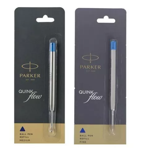 Genuine Parker Ball Pen Refill Quink Flow Blue Ink - Fine / Medium