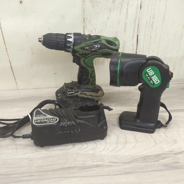 Hitachi 18V 1/2” Cordless Drill Driver DS18DVF3 W/Charge, Battery & Flashlight