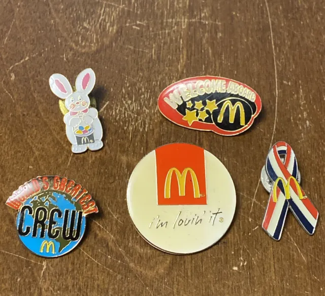McDonalds Lapel Tie Hat Pin Lot - Fast Food Employee Team Members 2000s (5 Pins)