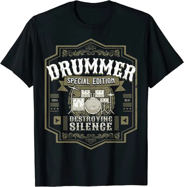 NEW LIMITED Vintage Drummer Drumming Drums Drum Kit Percussion T-Shirt