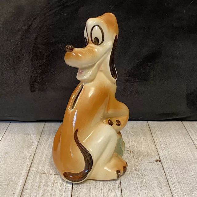 Vintage WALT DISNEY PLUTO Pup 7" Mickey Mouse's Dog Ceramic Bank Collectible