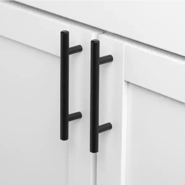 GlideRite 3-3/4 in. Matte Black Solid Cabinet Handle Drawer Bar Pulls