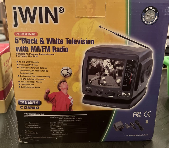 VINTAGE TV/RADIO BLACK/WHITE TV AM/FM Radio Combo Portable NEW 11.00