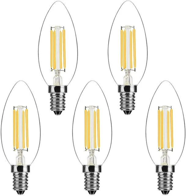 Bonlux E14 LED Filament Kerzen Glühbirnen dimmbar kühl weiß 6000K 4W C35 kleine SES,