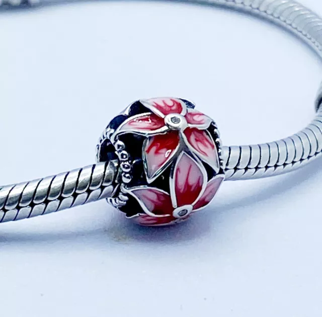 💖 Blooming Flower Orchid Charm Bead Floral Genuine 925 Sterling Silver 💖