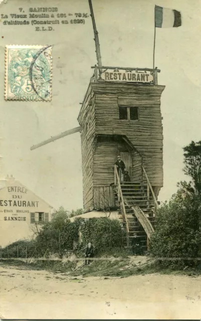 Carte SANNOIS Le Vieux Moulin à 161 m 78 cm d'altitude Cachet dos