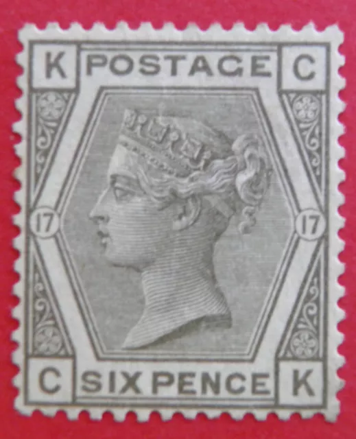 GB QV SG161, 6d grey plate 17  CK WMK CROWN, Mounted mint. Cat £425