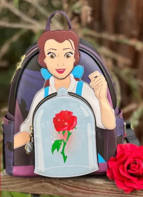 NWT Loungefly Disney Belle Beauty Beast Enchanted Rose 🌹 Backpack